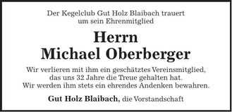 Traueranzeige Michael Oberberger