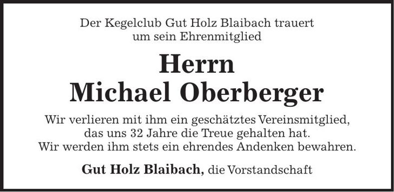 Traueranzeige Michael Oberberger