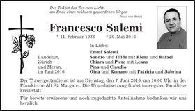 Traueranzeige Francesco Salemi