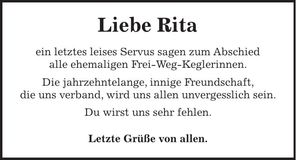 Traueranzeige Rita Butz