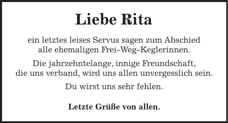 Traueranzeige Rita Butz