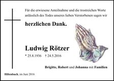 Traueranzeige Ludwig Rötzer