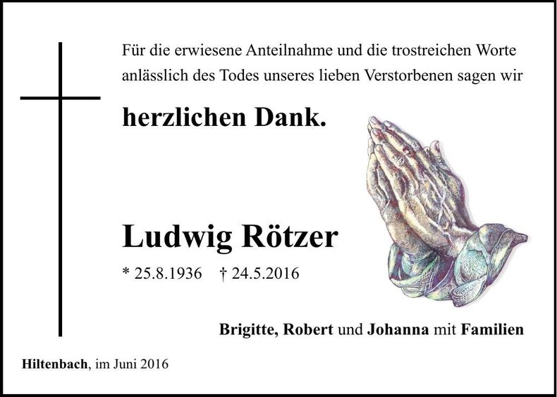 Traueranzeige Ludwig Rötzer