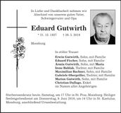 Traueranzeige Eduard Gutwirth