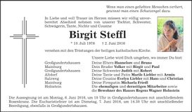 Traueranzeige Birgit Steffl