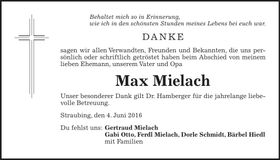 Traueranzeige Max Mielach