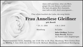 Traueranzeige Anneliese Gleißner