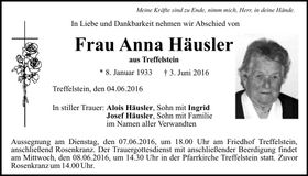 Traueranzeige Anna Häusler