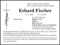 Traueranzeige Erhard Fischer