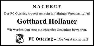 Traueranzeige Gotthard Hollauer