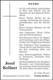 Traueranzeige Josef Kellner