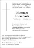 Traueranzeige Eleonore Steinbach
