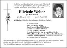 Traueranzeige Elfriede Weber