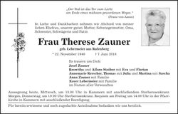 Traueranzeige Therese Zauner