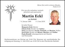Traueranzeige Martin Eckl