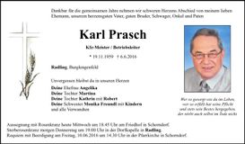 Traueranzeige Karl Prasch