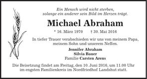 Traueranzeige Michael Abraham