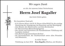 Traueranzeige Josef Ragaller