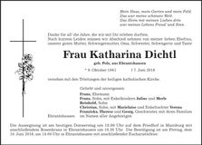 Traueranzeige Katharina Dichtl