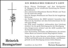 Traueranzeige Heinrich Baumgartner