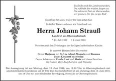 Traueranzeige Johann Strauß