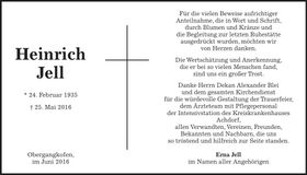 Traueranzeige Heinrich Jell