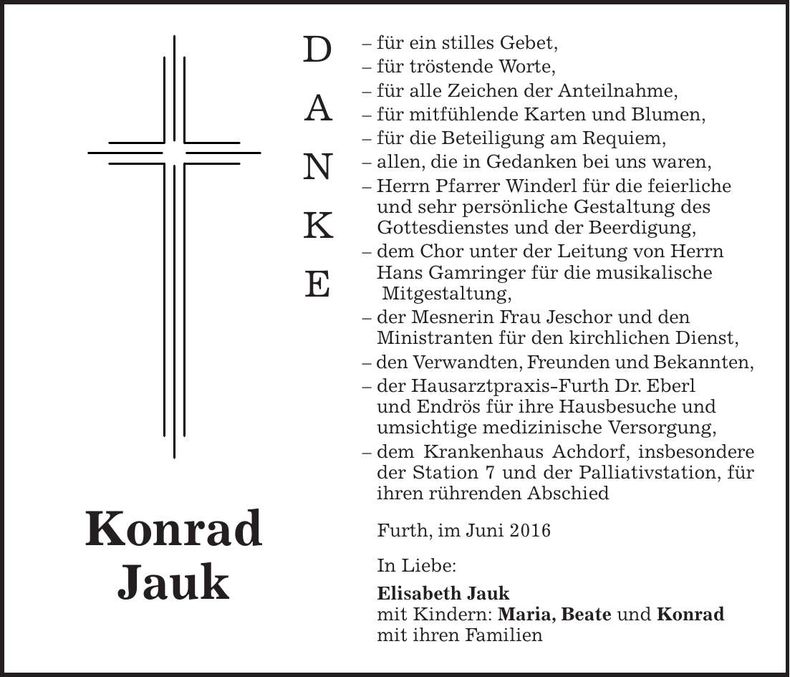 Traueranzeige Konrad Jauk