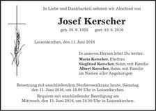 Traueranzeige Josef Kerscher