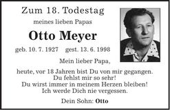 Traueranzeige Otto Meyer