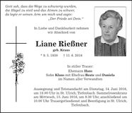 Traueranzeige Liane Rießner