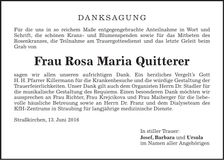 Traueranzeige Rosa Maria Quitterer