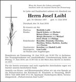 Traueranzeige Josef Loibl
