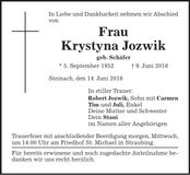 Traueranzeige Krystyna Jozwik