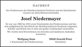 Traueranzeige Josef Niedermayer