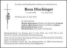 Traueranzeige Rosa Mitterbauer