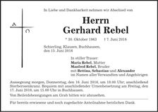 Traueranzeige Gerhard Rebel