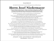 Traueranzeige Niedermayer Sepp