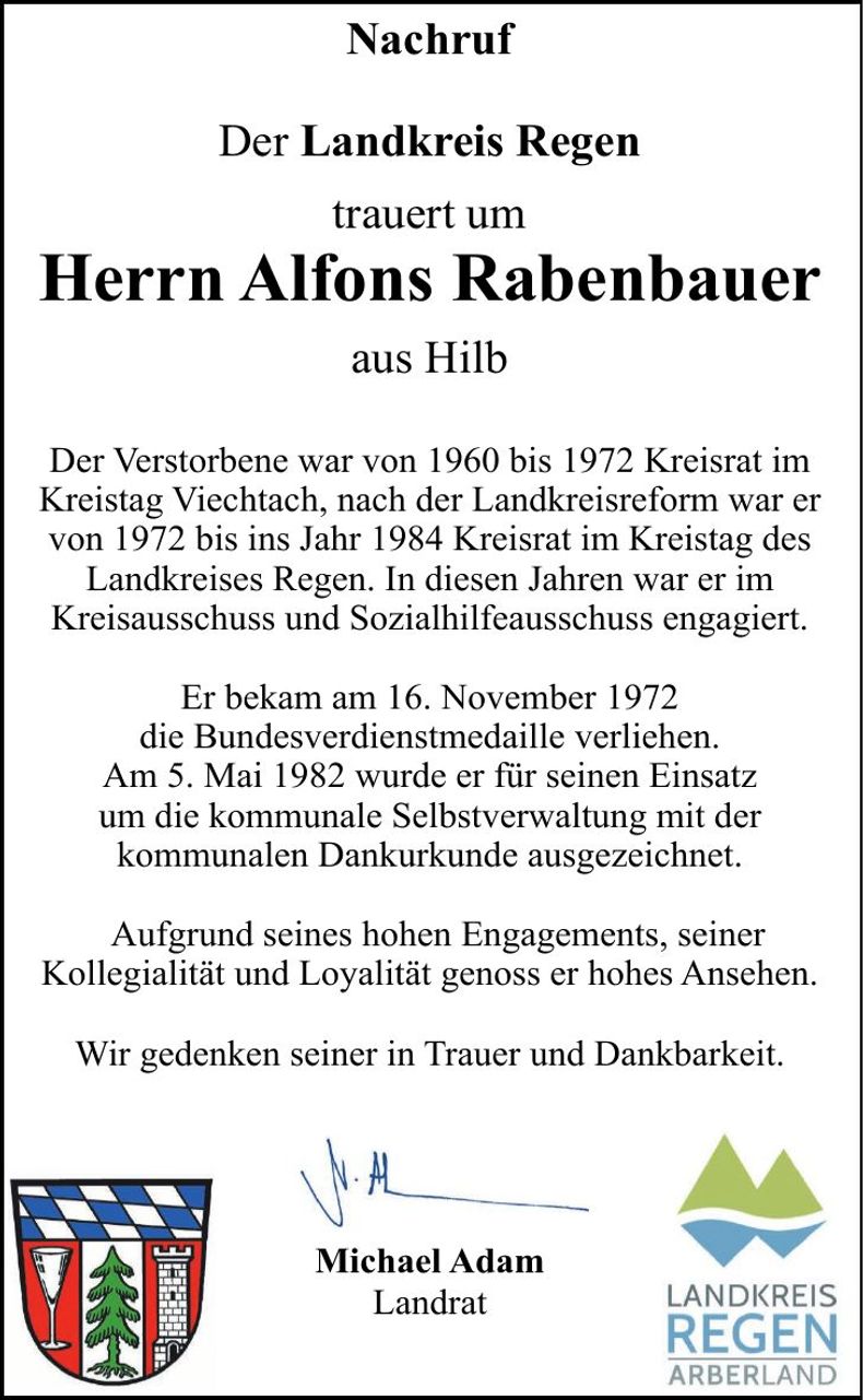 Traueranzeige Niedermayer Josef