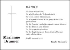 Traueranzeige Marianne Brunner