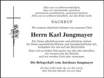 Traueranzeige Karl Jungmayer