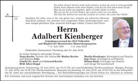 Traueranzeige Adalbert Kienberger