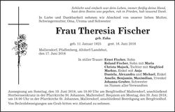 Traueranzeige Theresia Fischer