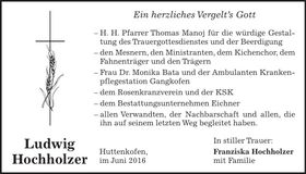 Traueranzeige Ludwig Hochholzer