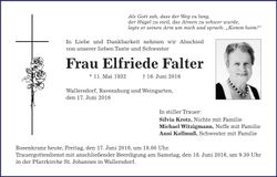 Traueranzeige Elfriede Falter