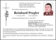 Traueranzeige Reinhard Pregler