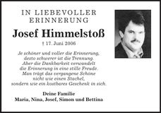 Traueranzeige Josef Himmelstoß
