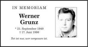 Traueranzeige Werner Grunz