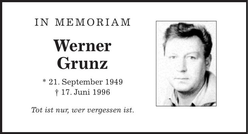Traueranzeige Werner Grunz