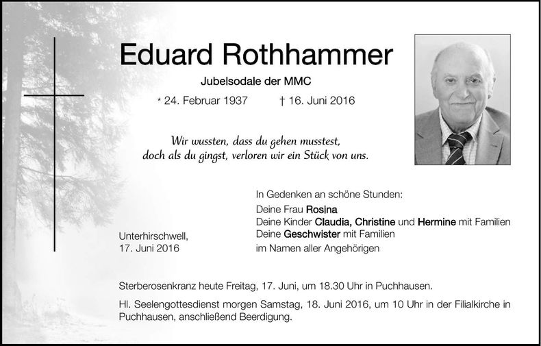 Traueranzeige Eduard Rothhammer
