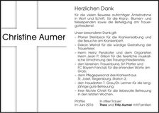 Traueranzeige Christine Aumer